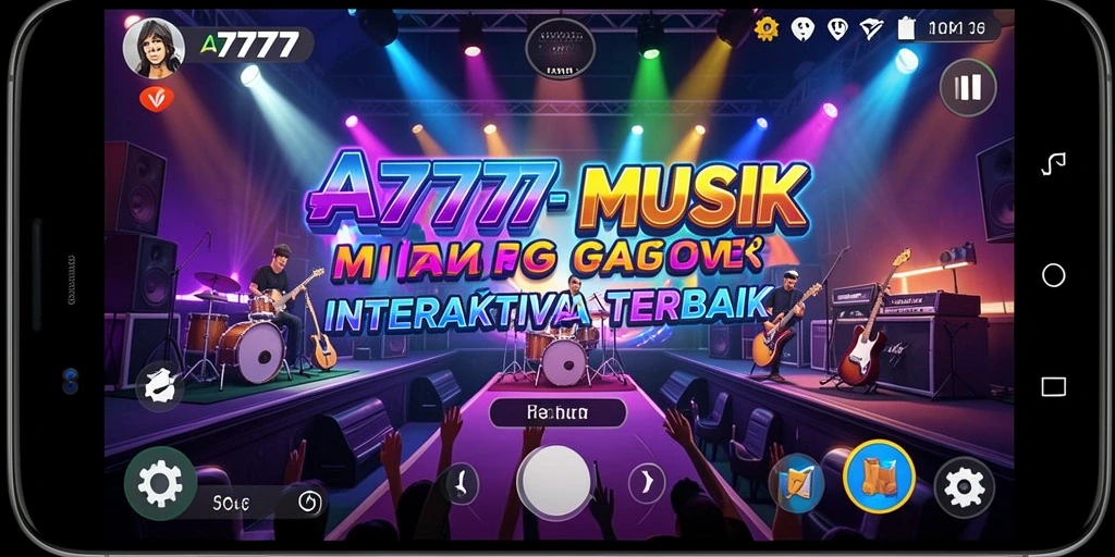 Tangkapan layar gameplay A7777 yang menampilkan interaksi musik yang seru.