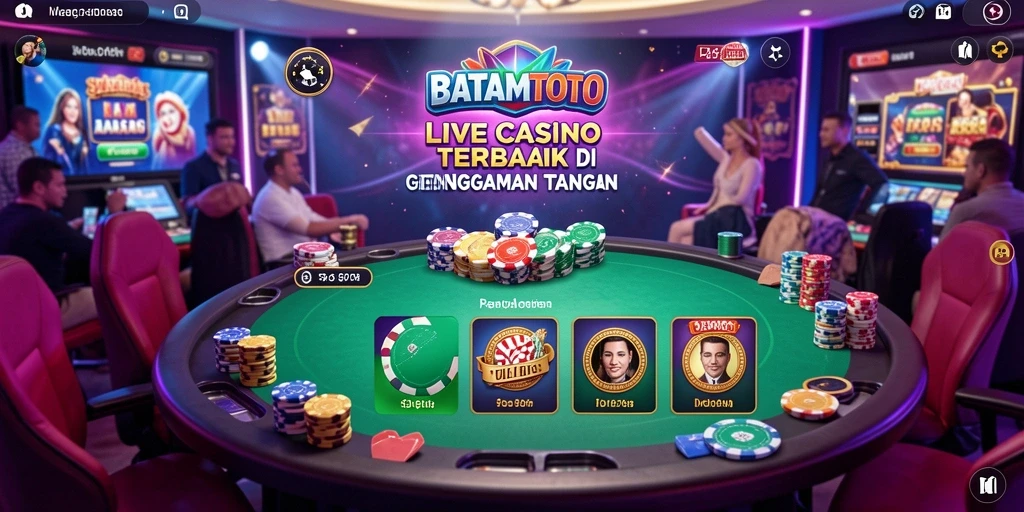 Tangkapan layar gameplay BATAMTOTO yang menampilkan dealer langsung dan permainan kasino.