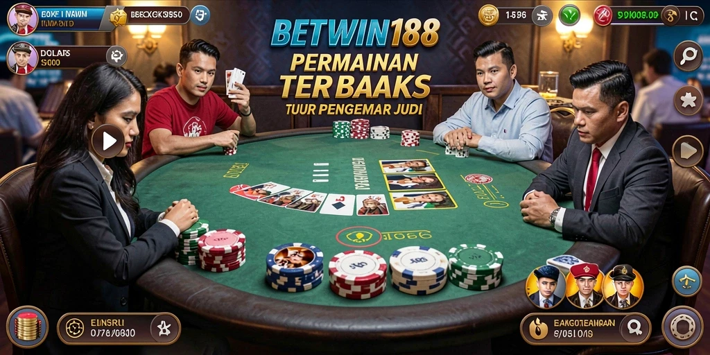 Screenshot menunjukkan gameplay Poker BETWIN188 yang menarik dan interaktif.