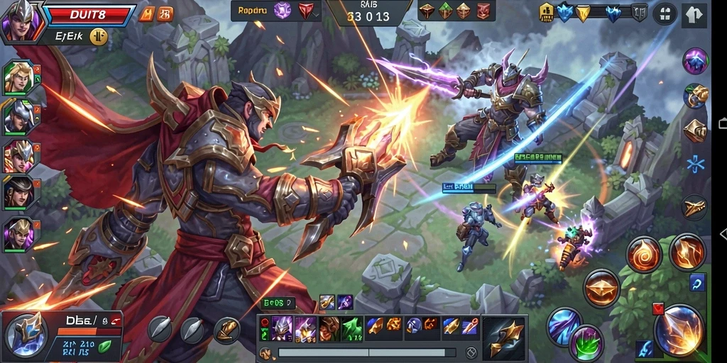 Screenshot gameplay DUIT8 menampilkan aksi pertempuran yang mendebarkan.