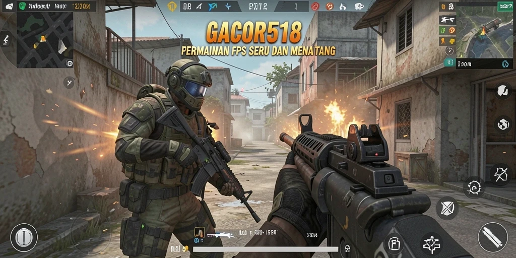 Tampilan gameplay GACOR518 dengan aksi tembak-menembak yang intens.
