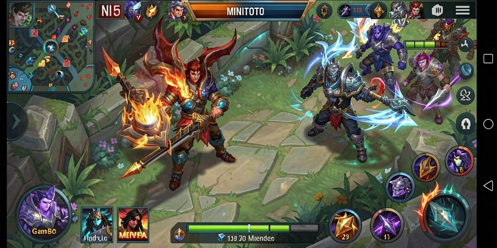 Screenshot gameplay seru dari MINITOTO yang menampilkan aksi pertempuran.