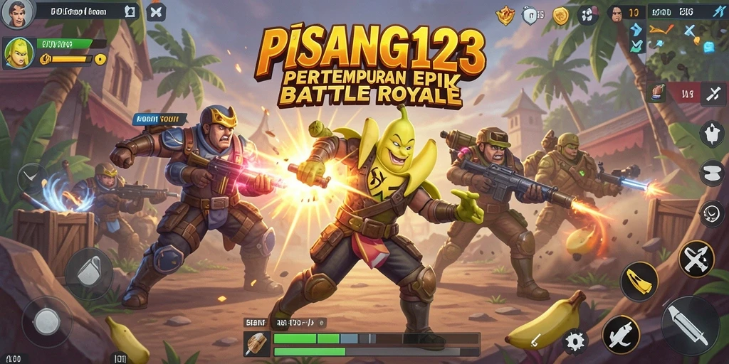 Screenshot gameplay PISANG123 menampilkan aksi pertarungan intens di medan perang.