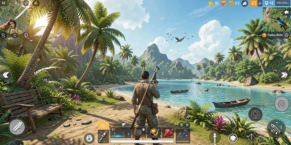Screenshot V21 menampilkan petualangan mendebarkan di dunia Open World.