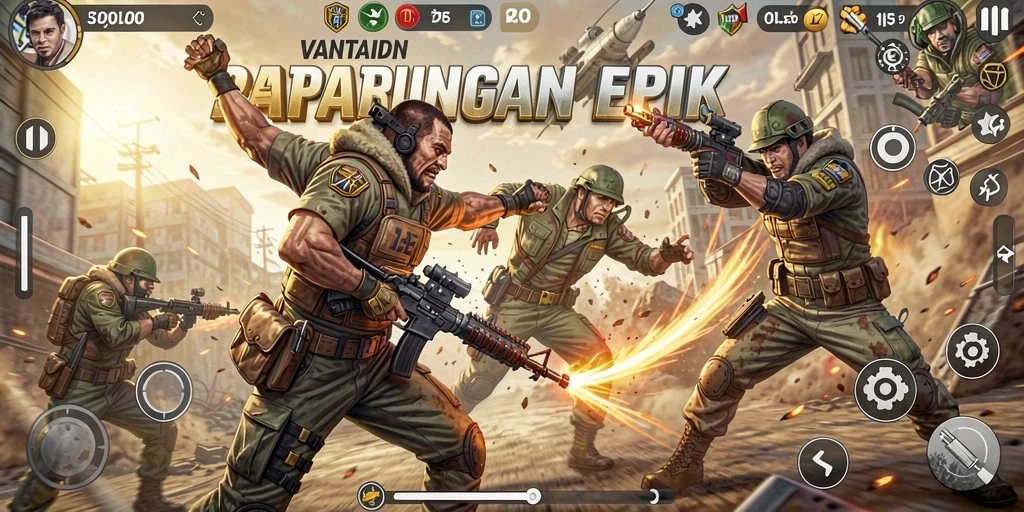 Tangkapan layar VANTAIDN menampilkan aksi mendebarkan dalam pertempuran.