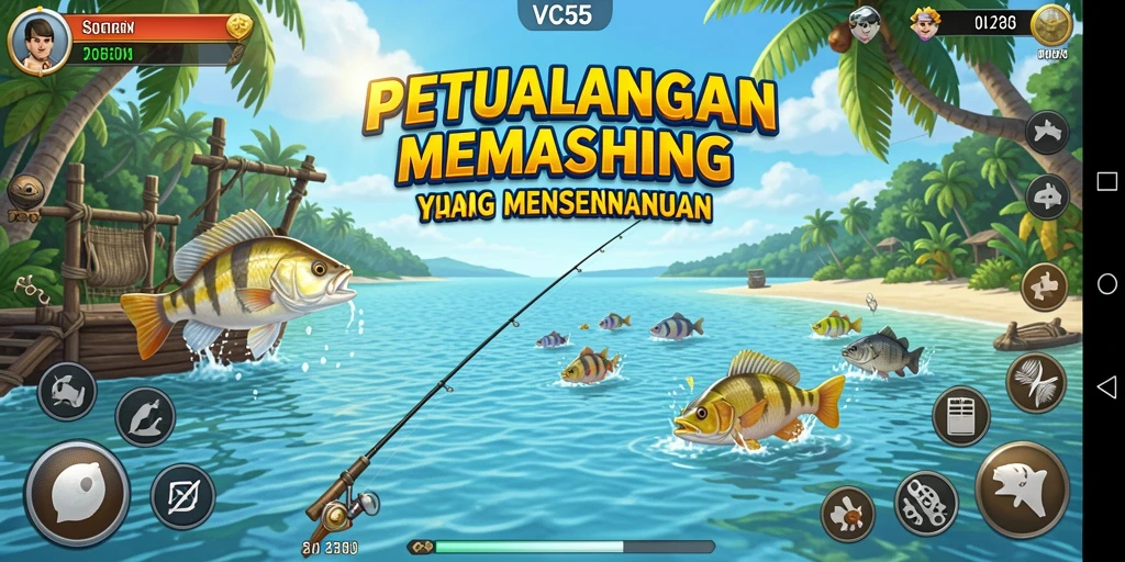 Tangkapan ikan besar dalam gameplay VC55 yang seru.